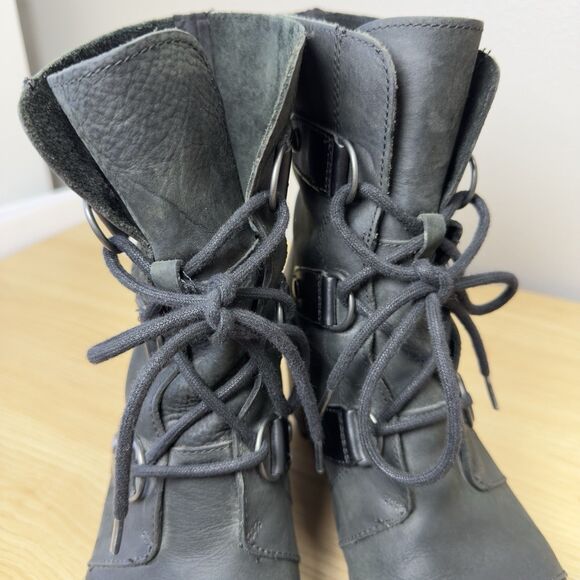 Sorel Joan Of Arctic Wedge II Boots Womens 10 Lace Up Bootie NL3018-010 Black - Picture 9 of 12